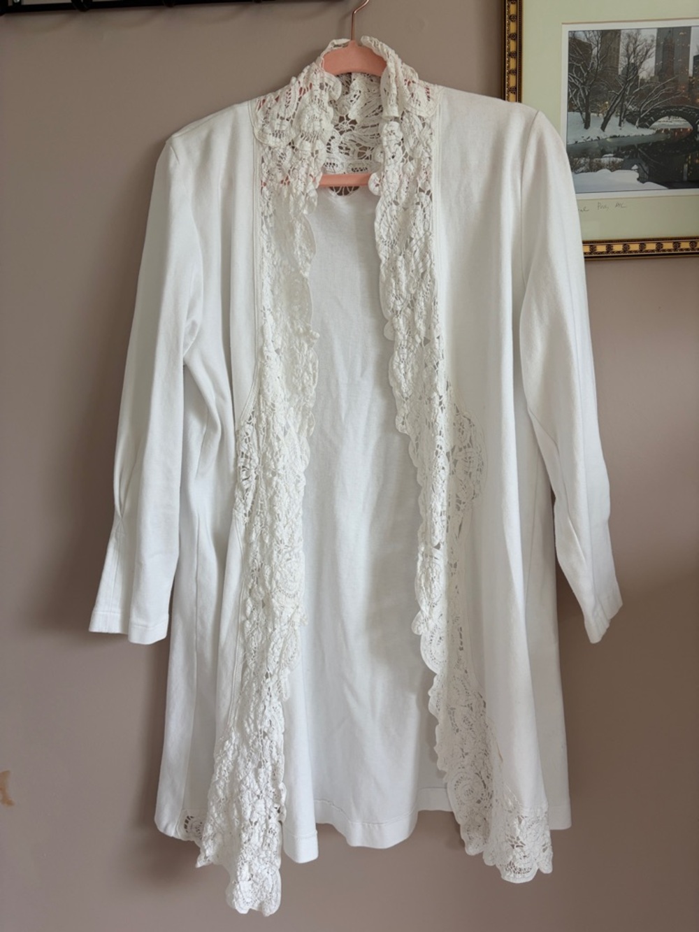 Vintage cutwork Lace-Trim Robe Cardigan